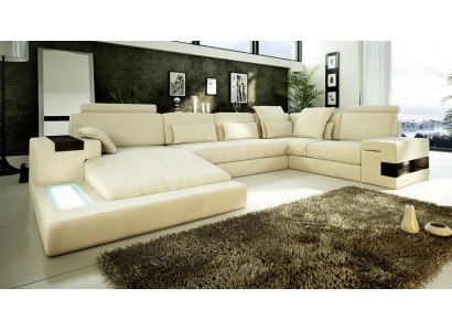 Ledersofa Designer Sofa U Form Wohnlandschaft Couch Polster Ecksofa Garnitur Neu