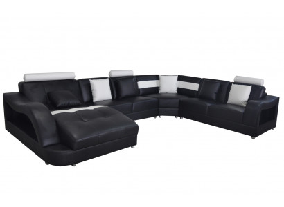 Leder Sofa Couch Wohnlandschaft Eck Garnitur Design Modern Sofas U-Form Couchen
