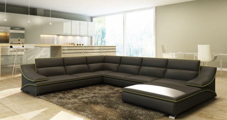 Ecksofa mit USB Ledersofa Wohnlandschaft Couch Sitz Eck Garnitur U Form EltmannG