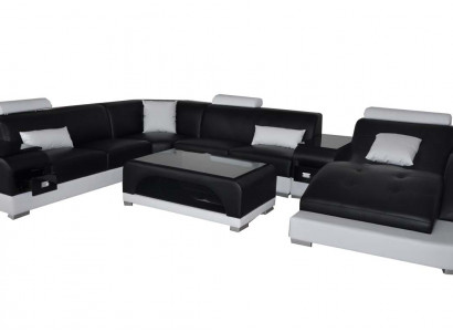 Leder Eck Sofa Eck Wohnlandschaft Garnitur Design Modern Couch Sofas UForm +USB