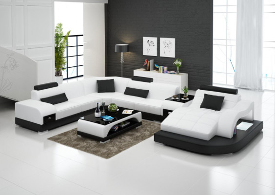 Ledersofa Modern Couch Wohnlandschaft Ecksofa Eck Dekor Design Garnitur