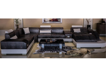 Krokodil Stil Leder Stilvolle Designer Luxus Wohnlandschaft Couchen Ecksofa Neu