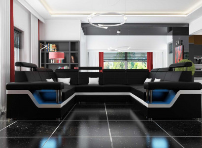 Wohnlandschaft Ecksofa mit USB U Form Sofa Couch Polster Sitz Garnitur XXL Neu