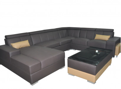 Moderne Couchgarnitur Sofa Ecke Sitzecke Leder Couch Polster Wohnlandschaft USB