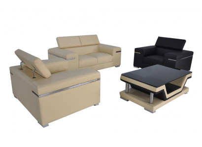 Modern XXL Couch Wohnlandschaft Ledersofa mit USB Sofa Garnitur 2+1+1+Tisch Neu