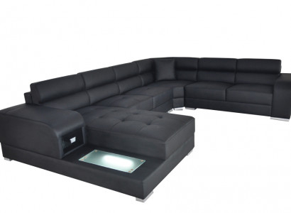 Ledersofa Couch Wohnlandschaft Garnitur Design Modern Ecke Sofa U-Form G8029