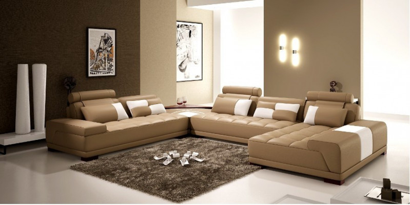 Ledersofa mit USB Sofa Polster Sitz Ecke Wohnlandschaft Couch Eckgarnitur PH376