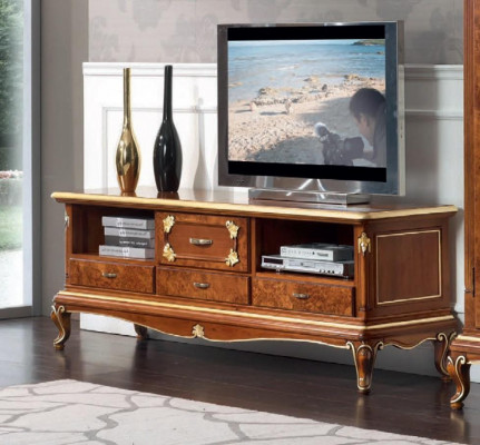 Italienische Wohnzimmer Wohnwand rtv Tv Sideboard Schrank Vitrine Wandregal 3tlg