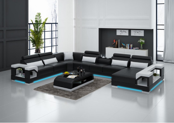 Ledersofa Couch Wohnlandschaft Ecksofa Eck Garnitur Design Modern Sofa G8010 Neu