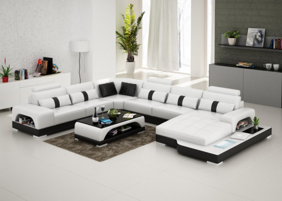 Ledersofa Couch Wohnlandschaft Eck Ecksofa Sofa Modern Design Garnitur