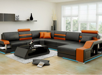 Ledersofa Couch Wohnlandschaft Ecksofa Eck Garnitur Design Modern Neu Sofa L6016