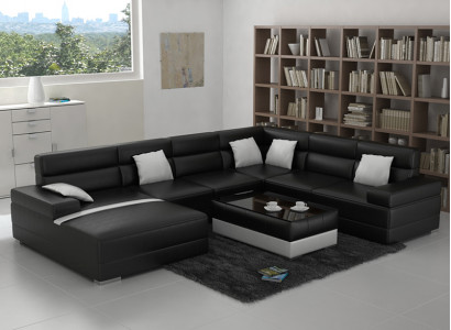 Ledersofa Couch Wohnlandschaft Ecksofa Eck Garnitur Design Modern Sofa F3016 neu