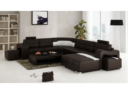 Ledersofa Couch Wohnlandschaft Ecksofa Eck Garnitur Design Modern Sofa