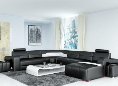 Wohnlandschaft Couch Polster Eck Garnitur Designer Ledersofa Big Sofa Neu PISA