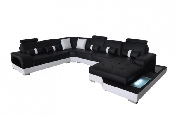 Leder Eck Sofa Eck Wohnlandschaft Garnitur Design Modern Couch