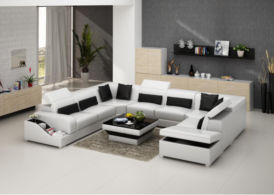 Leder Eck Sofa Eck Wohnlandschaft Garnitur Design Modern Couch UForm G8008 Sofas
