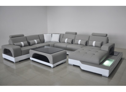Eckcouch Design Ecksofa U-form Wohnlandschaft Couch Textil Leder Sofas Polster
