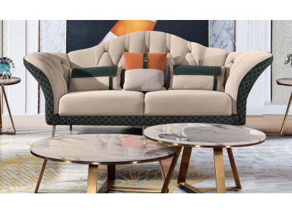 Designer Garnituren Sofa Couch Polster Garnitur 6tlg. Set Leder Couchtisch