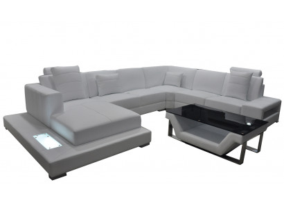 Ledersofa Sofa mit USB Wohnlandschaft Ecksofa Garnitur Design Modern Sofa