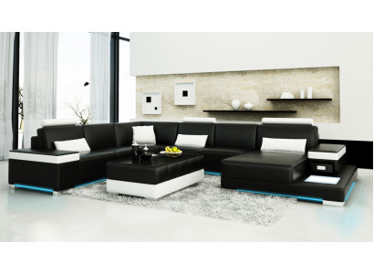 Ledersofa Couch Wohnlandschaft Ecksofa Garnitur Design Modern Neu Sofa Licht USB