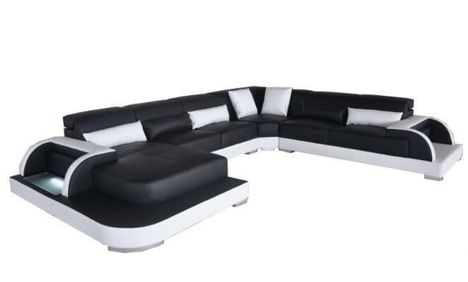 Leder Sofa mit USB Wohnlandschaft Eck Garnitur Design Modern Sofas UForm Couchen