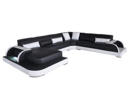 Leder Sofa mit USB Wohnlandschaft Eck Garnitur Design Modern Sofas UForm Couchen