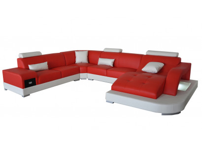 Leder Eck Sofa Eck Wohnlandschaft Garnitur Design Modern Couch Neu Sofas USB Neu