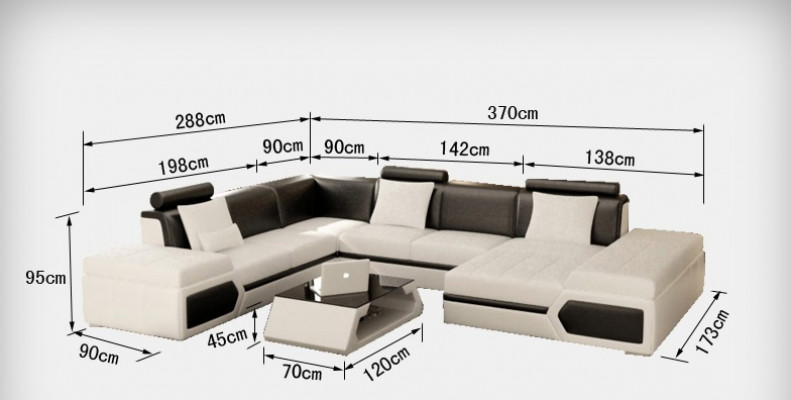 Ledersofa Sofa Couch Wohnlandschaft Ecksofa Garnitur Design Modern Schwarz +USB