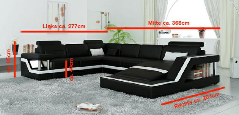 Designer Sofa Ecksofa Wohnlandschaft Big Modernes Ledersofa +USB Patentiert NEU