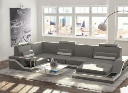 Wohnlandschaft Sofa Polster Couch Ecke Ecksofa Garnitur Textil Stoff Leder Sofas