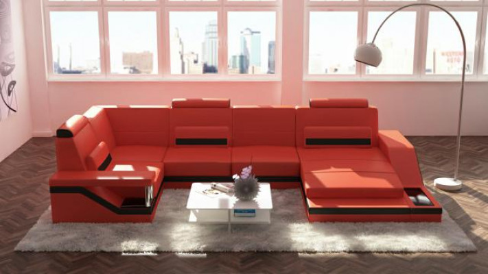 Wohnlandschaft Sofa Polster Couch Ecke Ecksofa Garnitur Textil Stoff Leder Sofas