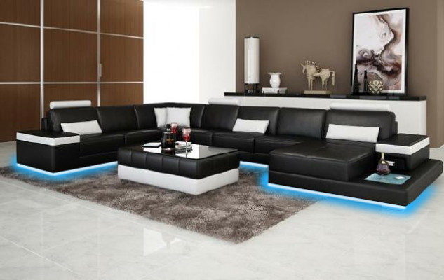 Design XXL Ledersofa "Premium Comfort" mit hochwertigem Kunstleder 