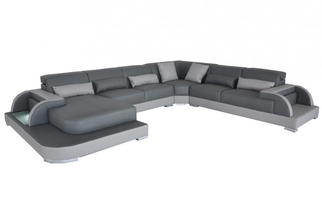 Leder Sofa Couch Wohnlandschaft Eck Garnitur Design Modern Sofas U-Form Couchen