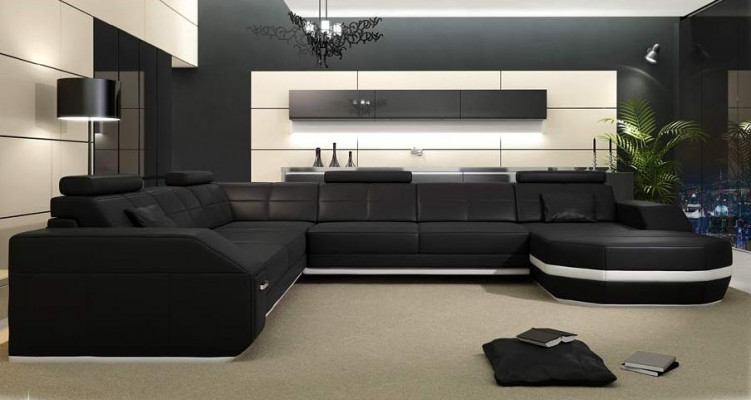 Ledersofa Couch Wohnlandschaft Ecksofa Eck Garnitur Design Modern Sofa C4011 Neu