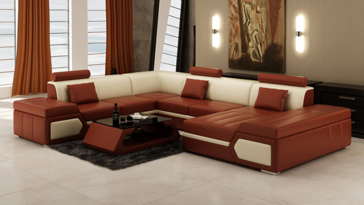 Ledersofa Sofa Couch Wohnlandschaft Ecksofa Garnitur Design Modern Sofa K5013