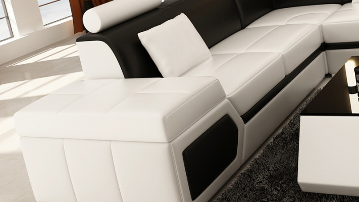 Ledersofa Sofa Couch Wohnlandschaft Ecksofa Garnitur Design Modern Sofa K5013