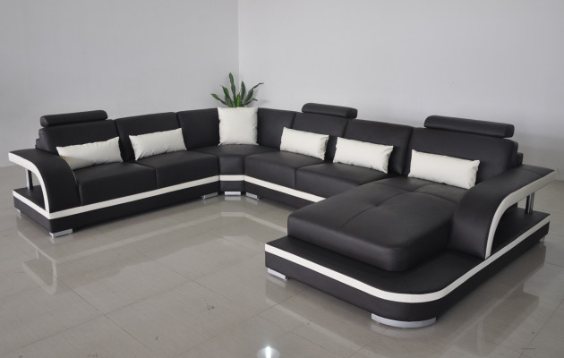 Wohnzimmer Ecksofa U-Form Holz Neu Modernes Design Polsterung Couch