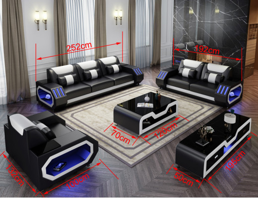 Sofagarnitur Leder Polster Couch Set Sofa 3+2+1 Sitzer Garnitur G8046D Couchen