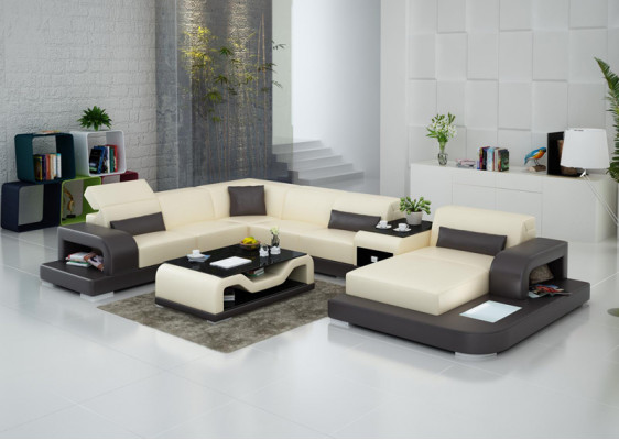 Leder Eck Sofa Eck Wohnlandschaft Garnitur Design Modern Couch Sofas UForm G8006