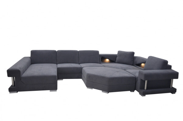 Eck Sofa Couch Polster Ecke Wohn Zimmer Landschaft Designer Sofa Textil + USB