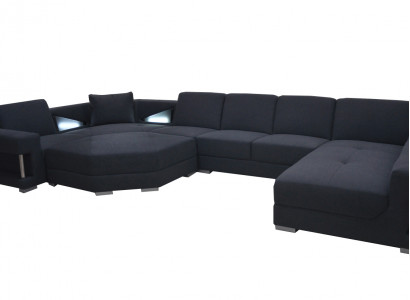 Textil Eckcouch Polster Wohnzimmer Couch Garnitur Eckgarnitur Sofa Couchen + USB