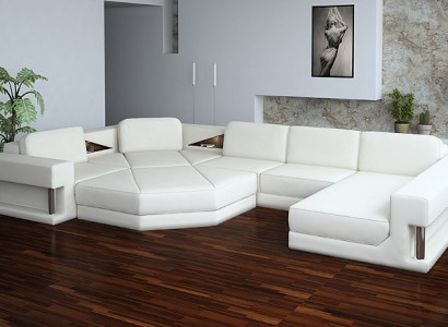 Modern Ecksofa mit USB Couch Polster Leder Design Sofa Garnitur Wohnlandschaft