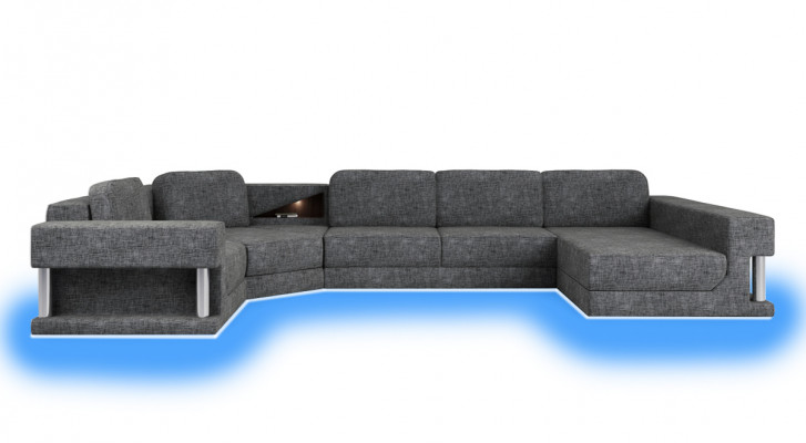 Modern Ecksofa mit USB Couch Polster Leder Design Sofa Garnitur Wohnlandschaft