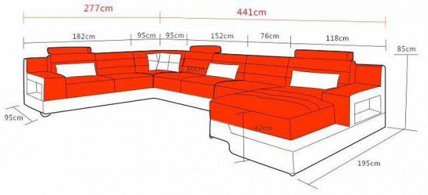 Ledersofa Ecksofa + USB Garnitur Wohnlandschaft Polster U Form Couch Sofa Design