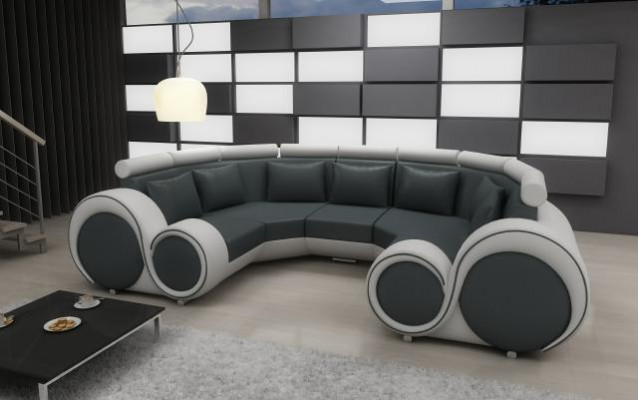 Exklusives Modernes Ledersofa aus Premium Kunstleder mit Holzrahmen