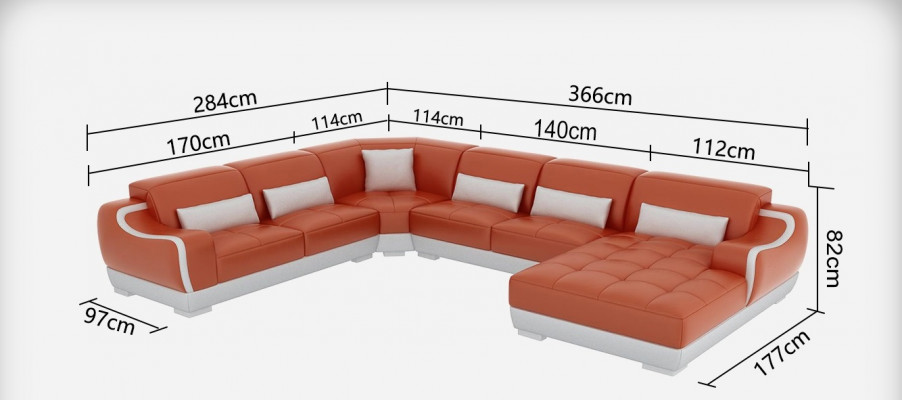 Ledersofa Polster Sitz Eck Sofa Garnitur Wohnlandschaft Wohnzimmer Couch G8025