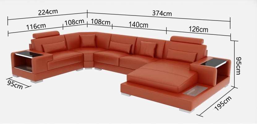 Ledersofa Couch Wohnlandschaft Ecksofa Eck Garnitur Design Modern Sofa G8023