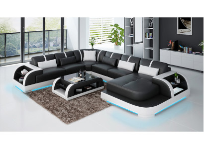 Ledersofa Couch Wohnlandschaft Ecksofa Eck Garnitur Design Modern Sofa