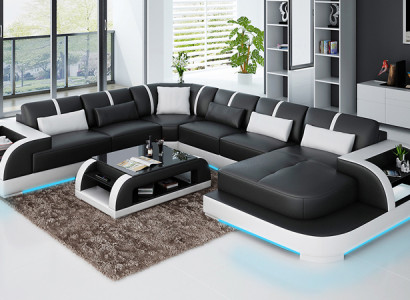 Ledersofa Couch Wohnlandschaft Ecksofa Eck Garnitur Design Modern Sofa