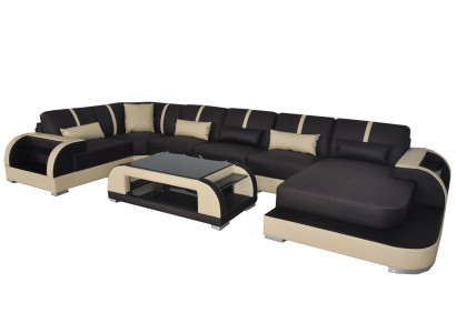 Leder Couch Polster Sitz Eck Garnitur Moderne Design Wohnlandschaft U Form Sofas